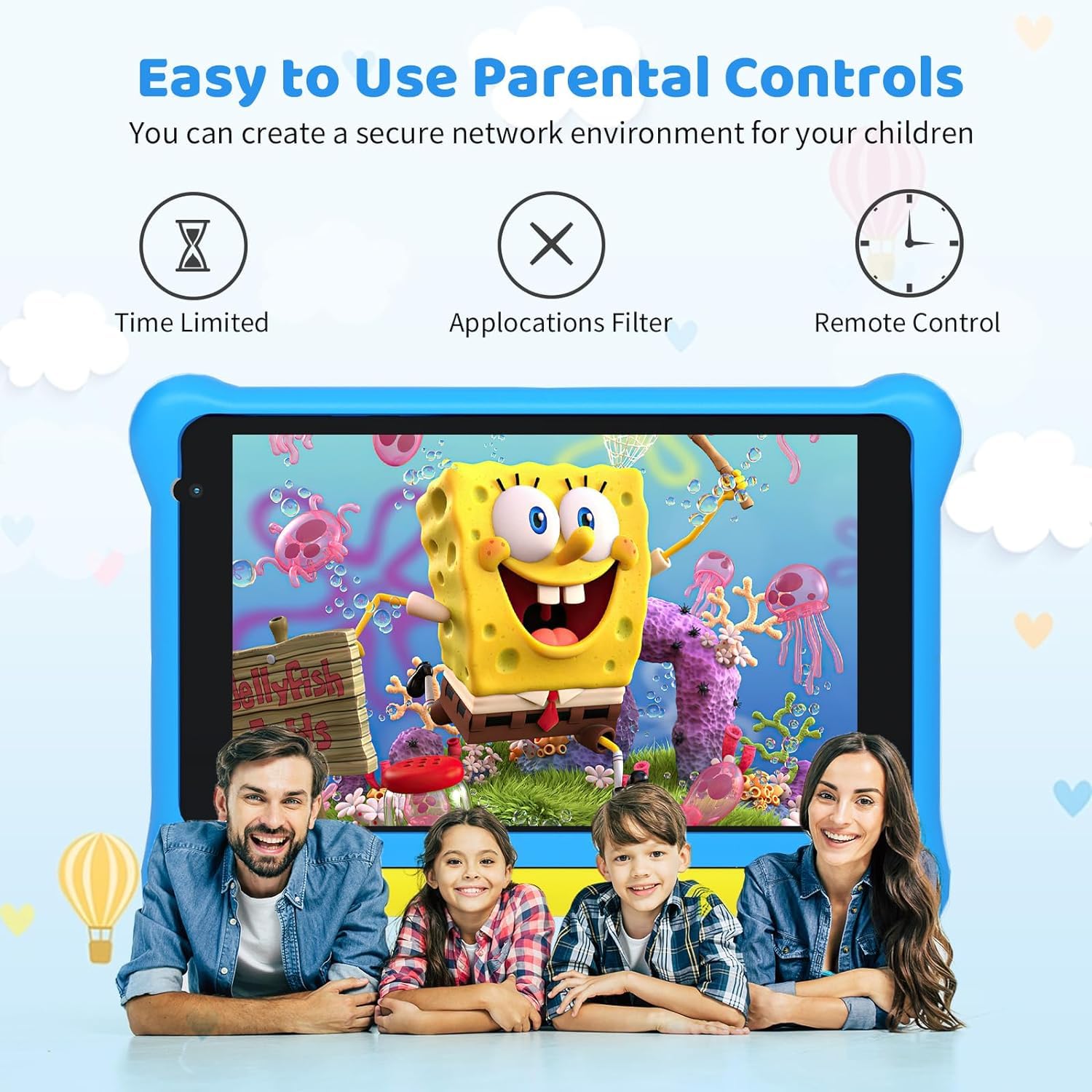 Lville Kids Tablet 7 inch, Android 12 Tablet for Kids,IPS HD Display,Dual Camera,Kidoz Preinstalled,Parental Control Tablets (Blue)