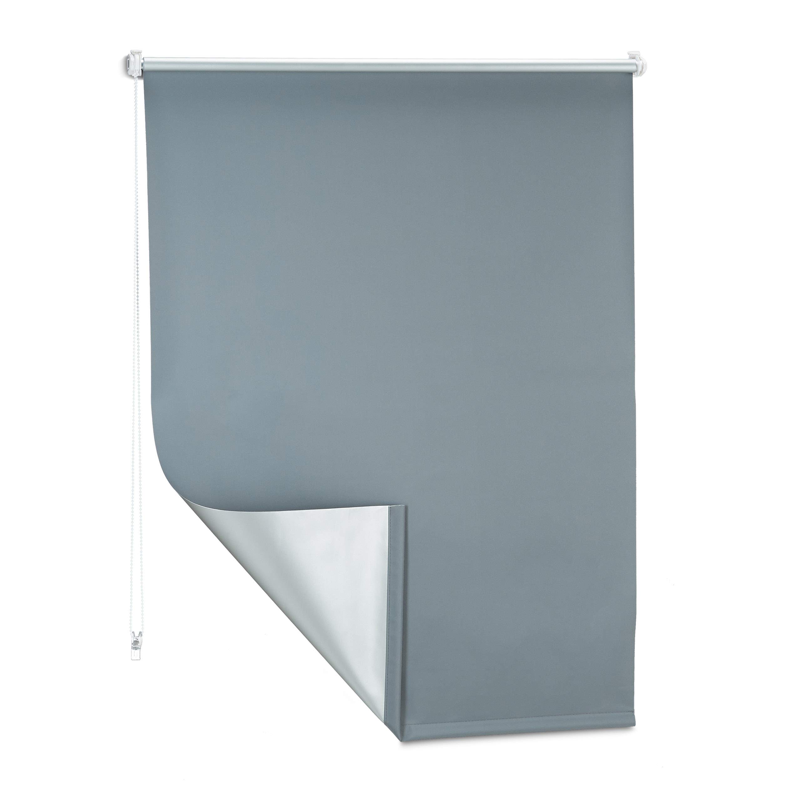Relaxdays rolgordijn verduisterend, zonder boren, klemmen, 90 x 220 cm, breedte stof 86 cm, raamverduistering, wit