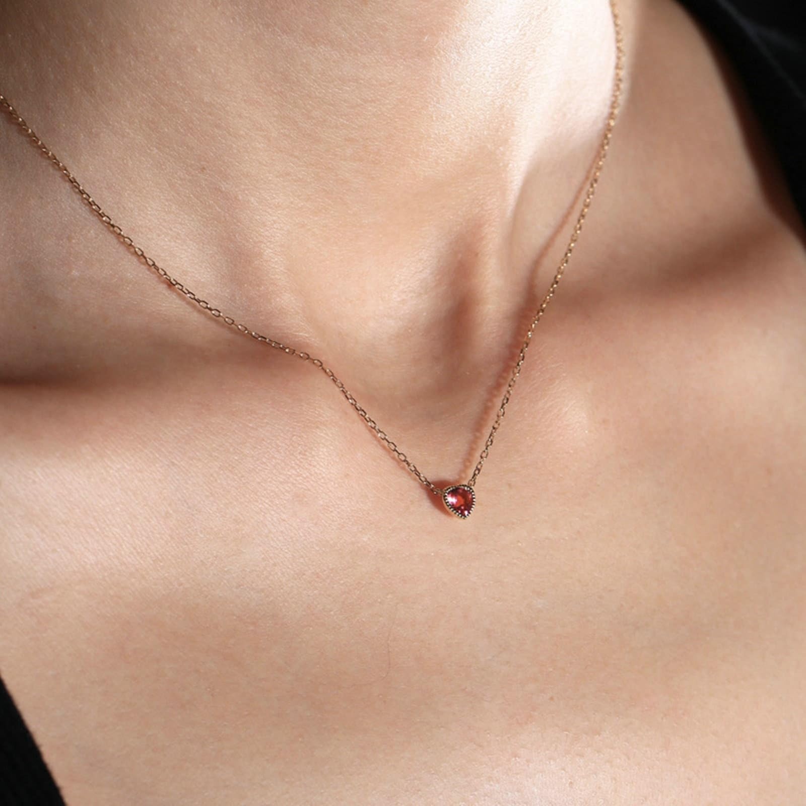 KnSam Kettenanhänger 18K/ 14K/ 9K, Love Herz Halskette mit Turmalin Rot Au750 Gold Statmentketten Echt Gold
