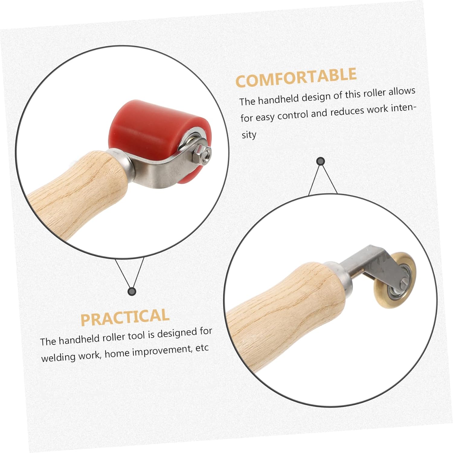 Double Sided Seam Roller Tool Handheld Wallpaper Installation Roofing Seam Smoothing Tool with Protective Silicone Rollers for Home Renovation and Construction Use