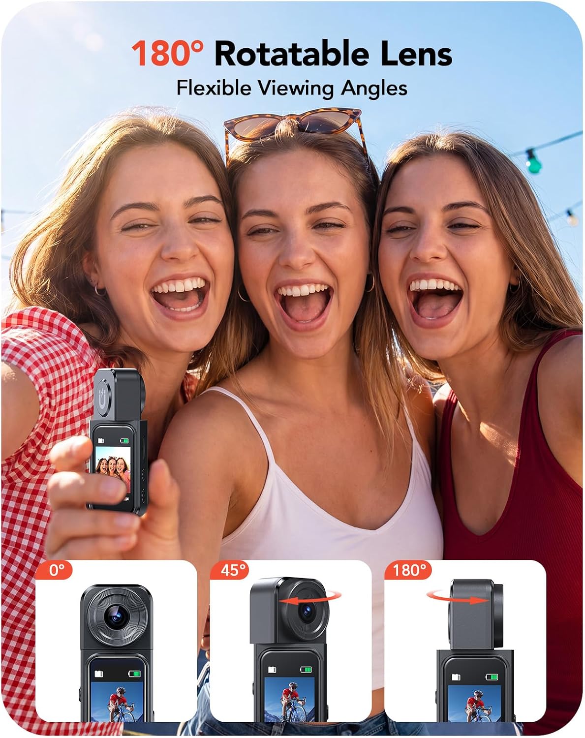 BOBLOV Mini Body Camera with 32GB Card, Thumb-Size Wearable Camera with Touch Screen & Rotating Lens, Magnetic Mount for Hands-Free Recording, Portable Action Camera for Work Travel Vlogging, W2