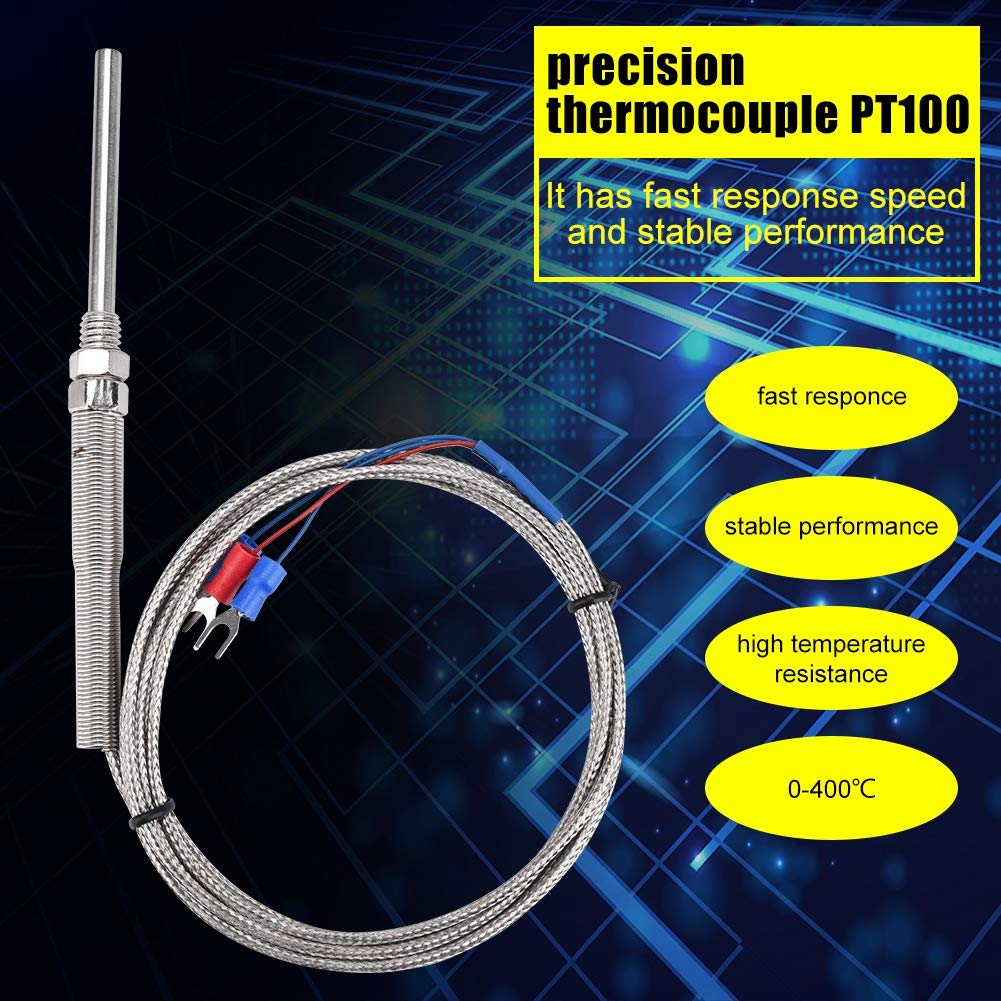 Sonda Termoparowa M8, 0-400℃ Czujnik Temperatury Z Gwintem M8 Rezystor Pt100 Termopara 3-Przewodowa, Wodoodporna Sonda 5 * 50 mm, Do Kominków, Grillów, Zastosowań Przemysłowych (2m)