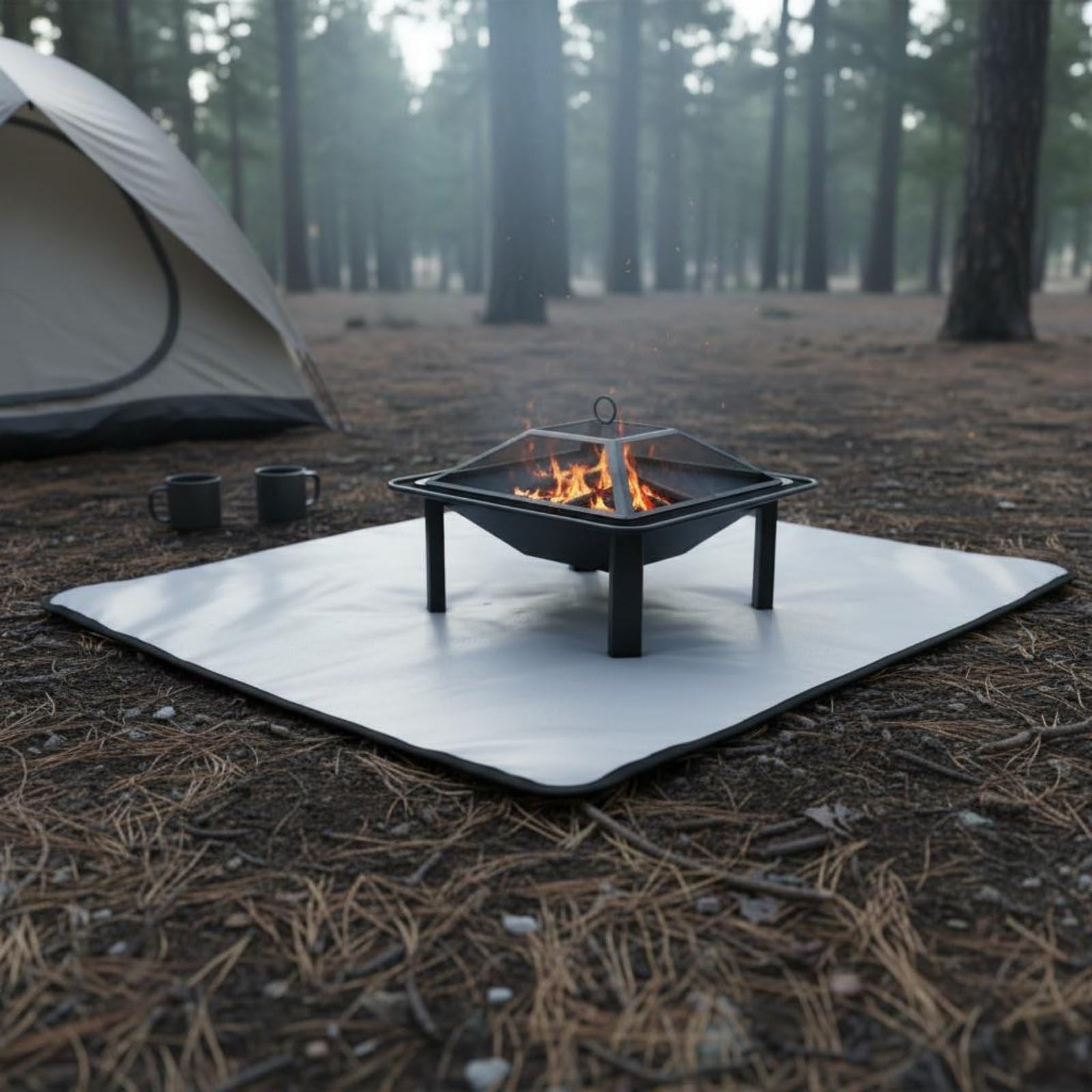 Feuerfeste Unterlage Grillmatte Bodenmatte Brandschutzmatte Hitzeschutz Silikonbeschichtetes Glasfasergewebe Blockiert Wärmestrahlung Und Funken für, Grau, 165-99cm