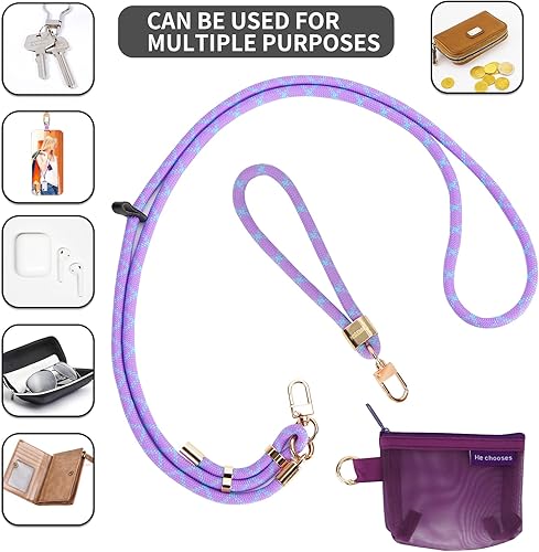 Vista 31 de Cordón para teléfono y correas para la muñeca, cordón ajustable para teléfono celular con cartera desmontable, cordón para iPhone de 0.315 pulgadas