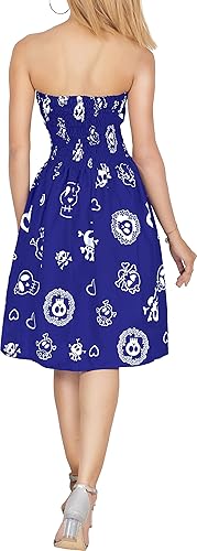 Miniatura 3 de LA LEELA Vestido de playa para mujer, verano, fiesta de Halloween, cuello halter, pirata caribeño, longitud hasta la rodilla, vestido fruncido