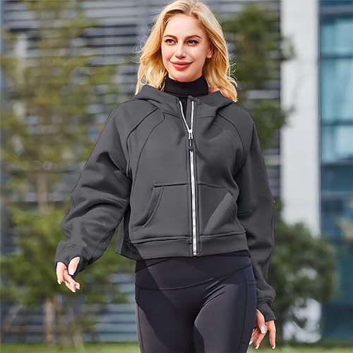 Miniatura 4 de Sudaderas con capucha de entrenamiento para mujer, sudadera con forro polar con media cremallera, sudadera alegre y brillante