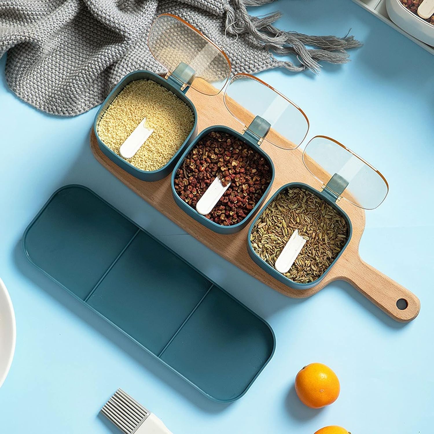 Spice boxs Seasoning Box Kitchen Household Spice Jar Combination Set Salt MSG Storage(White*3)