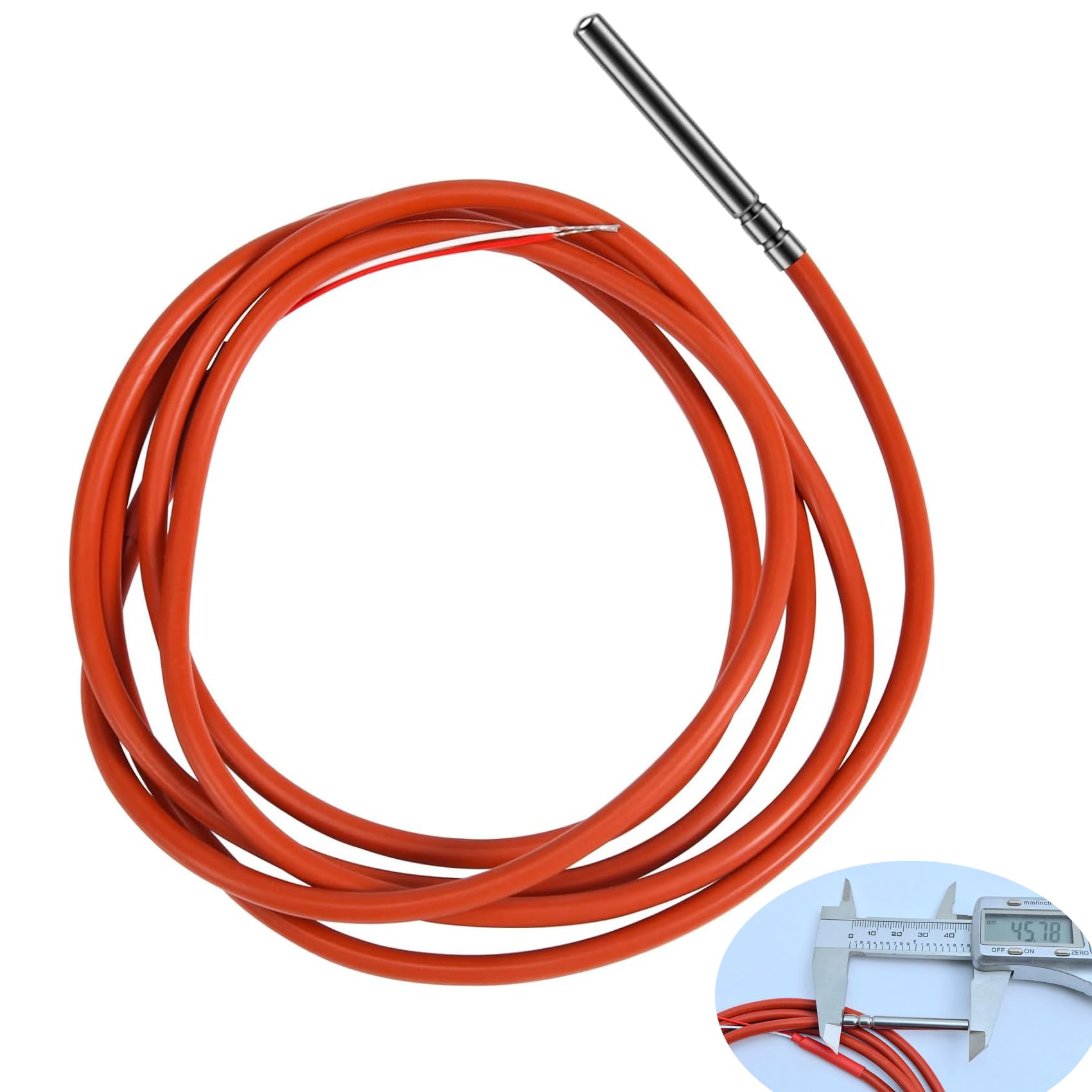 2 Wire PT1000 Temperature Sensor Thermistor Silicone Gel Coated 1.5Meters Probe 45mm x 5mm -50-180 Centigrade RTDs