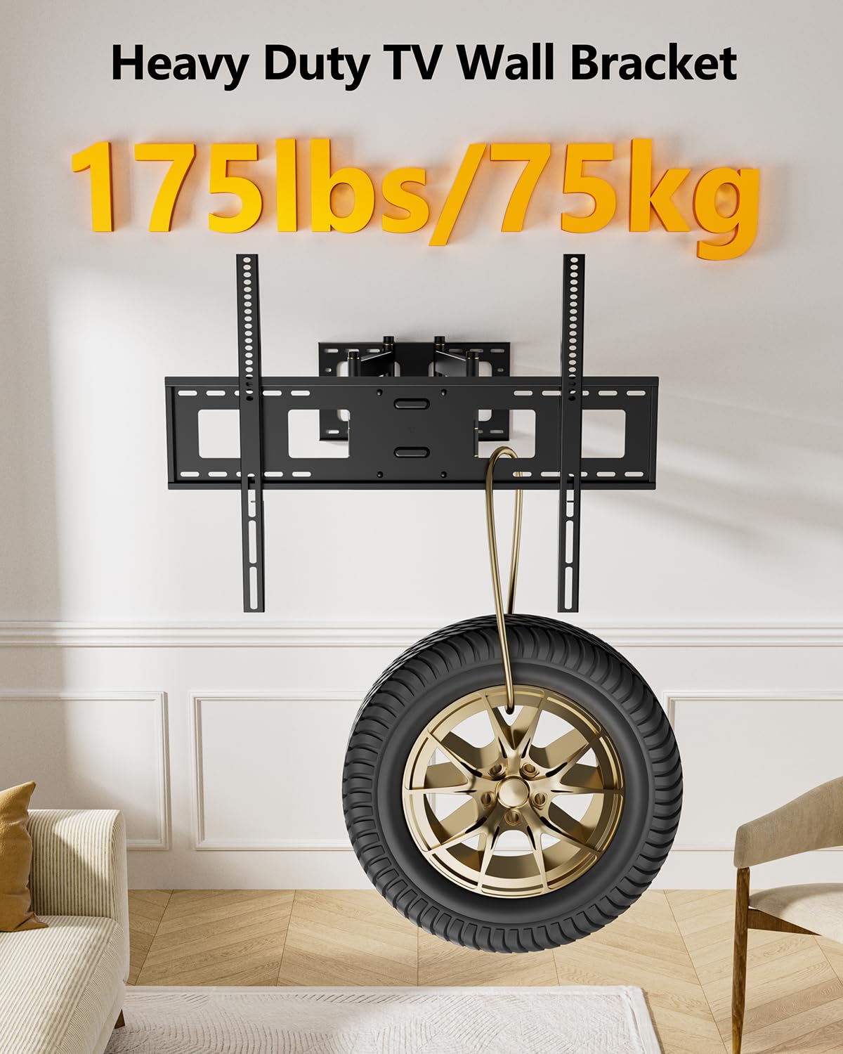 Soporte TV Pared con Brazo Articulado Extralargo de 1080 mm para Planas y Curvas de 50-100 Pulgadas, Soporte Pared TV de Giratorio Inclinable y Extensible, hasta 75 kg, VESA Máx 800x600 mm
