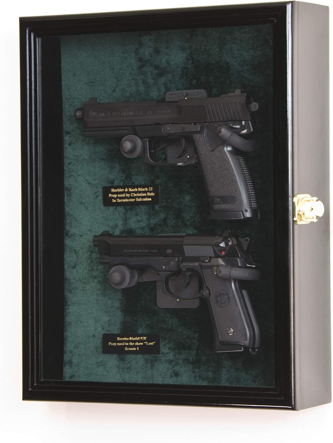 Large/Double 2 Pistol Handgun Revolver Gun Display Case Cabinet Rack Shadowbox