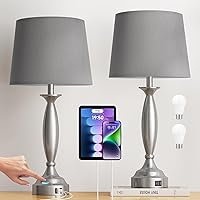 Vista 15 de Seealle Juego de 2 lámparas blancas para dormitorio, lámpara de noche de control táctil con USB C+A, lámparas de mesita de noche regulables de 3