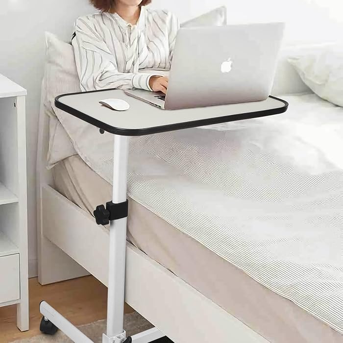 Buy Medical Adjustable Overbed Bedside Table with Wheels, Overbed Table