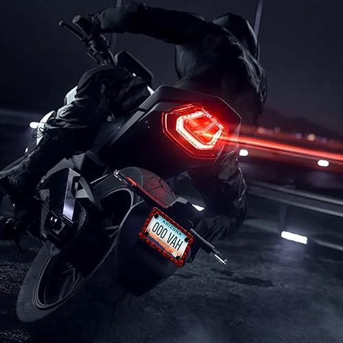 Miniatura 7 de Marco de placa de matrícula de calavera roja para motocicleta, material de acero inoxidable, divertido soporte para placa de motocicleta, accesorios