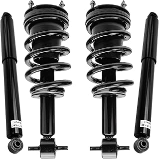 Detroit Axle - Struts Shocks for 2007-2013 GMC Chevy Silverado Sierra 1500 [Exc. Electronic Susp] 2 Front Struts with Coil Spring 2 Rear Shock Absorbers 2008 2009 2010 2011 2012 Replacement Suspension