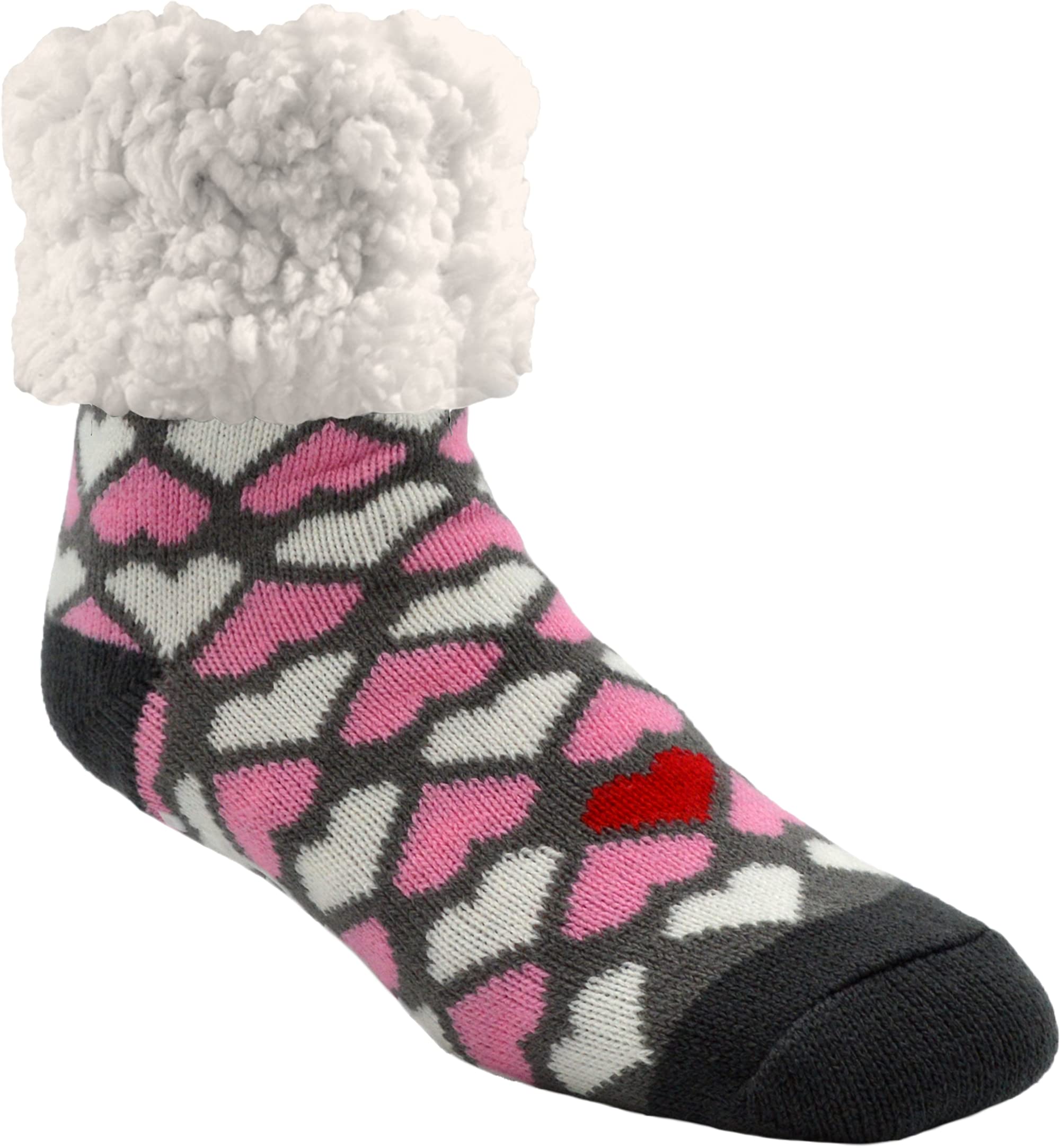 Classic Slipper Socks Heart Valentines Pink,Pink,One Size