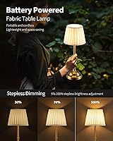 Vista 4 de KDG Portables Cordless Table Lamp, Fabric Shade Desk Lamp, 4000mAh Rechargeable Battery Powered Lighting, Dimmable Light for Dining Room, Bedroom