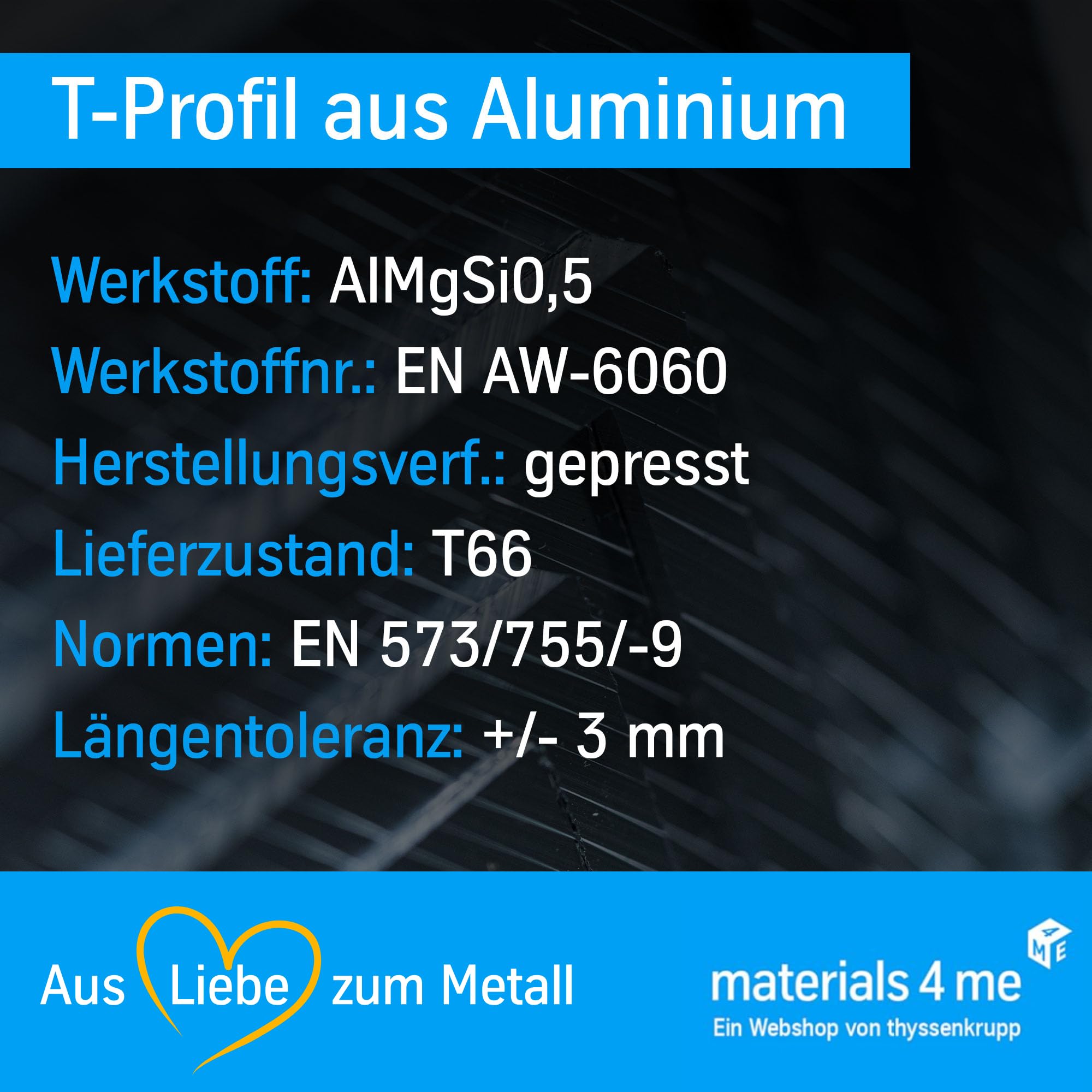 thyssenkrupp T-Profil Aluminium 50x50x5 mm – 1500 mm Länge | Aluprofil T-Profil | Aluminium T-Metall | EN AW-6060 | leicht, stabil & vielseitig einsetzbar