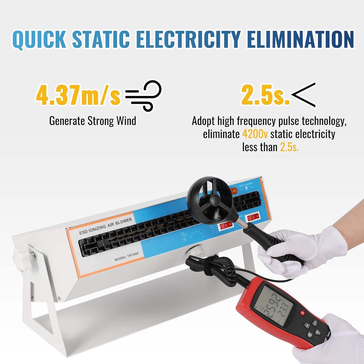 Hanchen Ionizing Air Blower Anti Static Ionizer Static Fan Electrostatic Static Discharge Ionizer Dual-Purpose Bracket Industrial Static Eliminator (110V 60Hz)