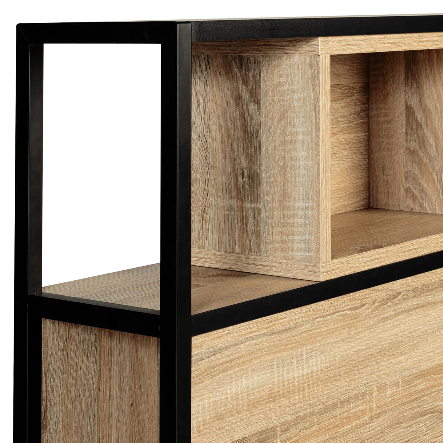 IDMarket - Tête de lit sur Pied Detroit 145 cm Bois et métal Noir Design Industriel