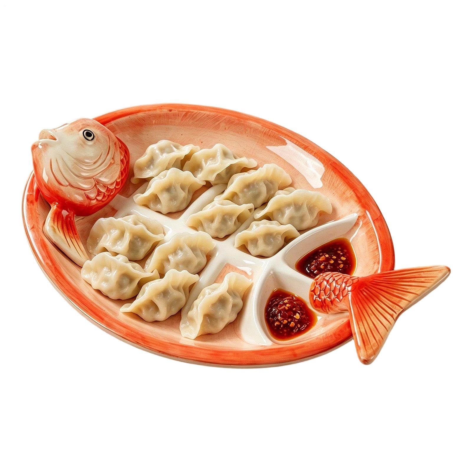 Generico per Sushi Stoviglie in Ceramica Dipinte a Mano a Forma di Pesce | Vassoio da Portata per Dumpling Snack Antipasti Frutta Feste Compleanni Festival Casa Cucina Ristorante Appartamento