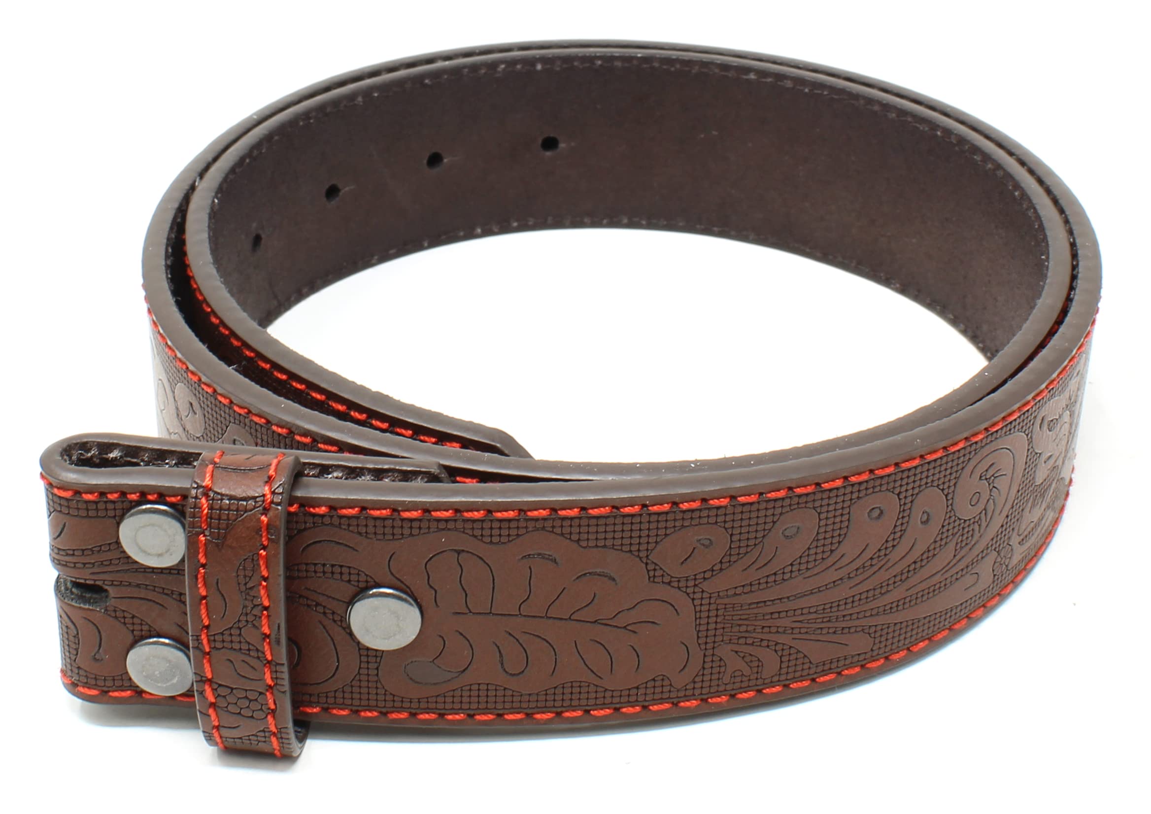 BC Belts Leather Belt Strap with Embossed Western Scrollwork 1.5