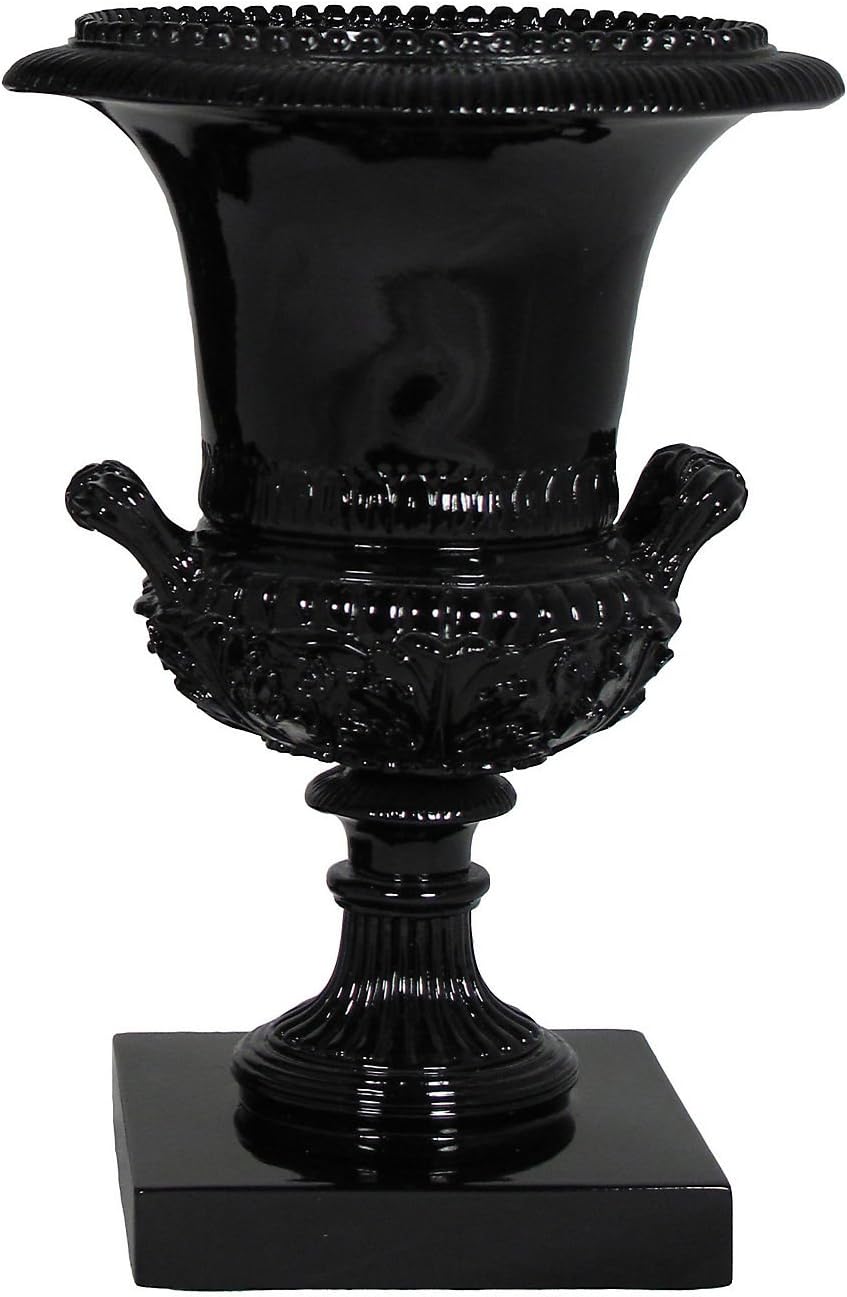 6.5" Handle Urn, Black, Outdoor Urns, elegant, Planters & Jardinieres Patio, Lawn