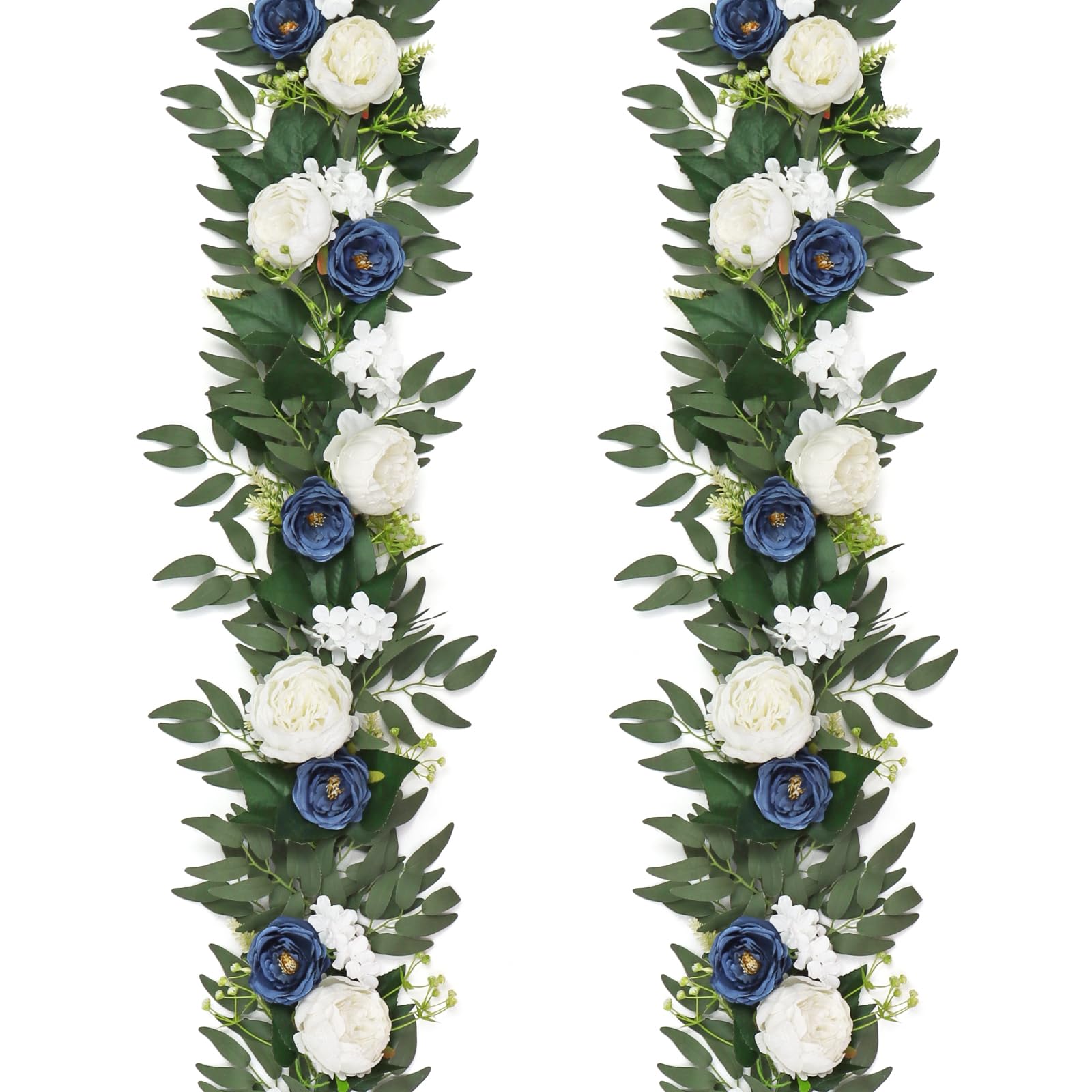 Guirlande d'eucalyptus artificielle et roses lot de 4 fausses lianes au fini naturel