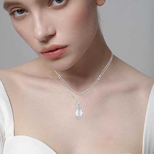 Vista 41 de Collar con colgante de plata de ley 925 con medalla de San Patrón, joyería religiosa para hombres y mujeres, con cadena de acero inoxidable 316L