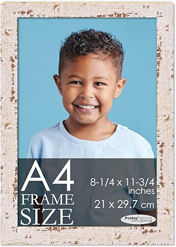 Miniatura 1 de Marco A4 blanco rústico de casa de campo  Marco de madera de 8.25 x 11.75 pulgadas  Marco de fotos A4 de madera Shabby Chic para obras de arte o