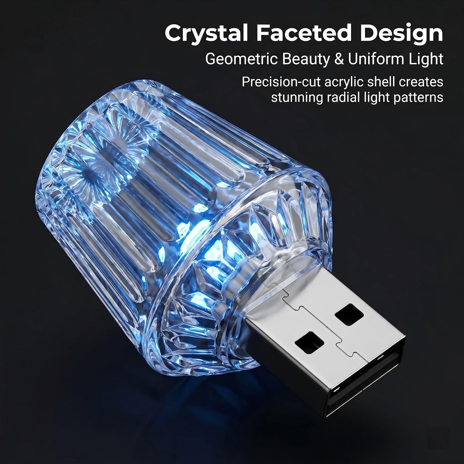 USB LED Car Interior Atmosphere Light, Mini Crystal Automotive Neon Accent Lamp, Soft Glow Portable Plug-in Car Decor Night Light, Universal for Most Cars, SUVs, Trucks (Blue)