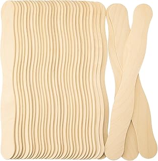 WISYOK 8 inch Craft Sticks, 120 Pcs, Wood Wavy Sticks, Fan Handles, Large Popsicle Sticks for Crafts, Wedding Programs, DIY Crafting, Painting Mixing