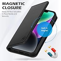 Vista 7 de SHIELDON Funda para iPhone 14 de 6.1", Funda tipo cartera de cuero genuino [Cierre magnético] [Ranuras para tarjetas con bloqueo RFID] [Soporte]