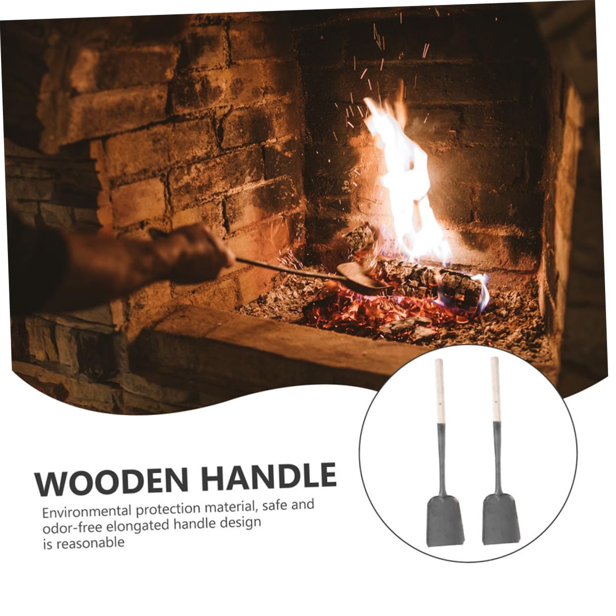 Kamin Ascheschaufel Praktische Reinigungsschaufeln aus Eisen und Holz 2 Stück Multifunktionale Brennstoffschaufeln für Haus und Garten für Glut und Erde