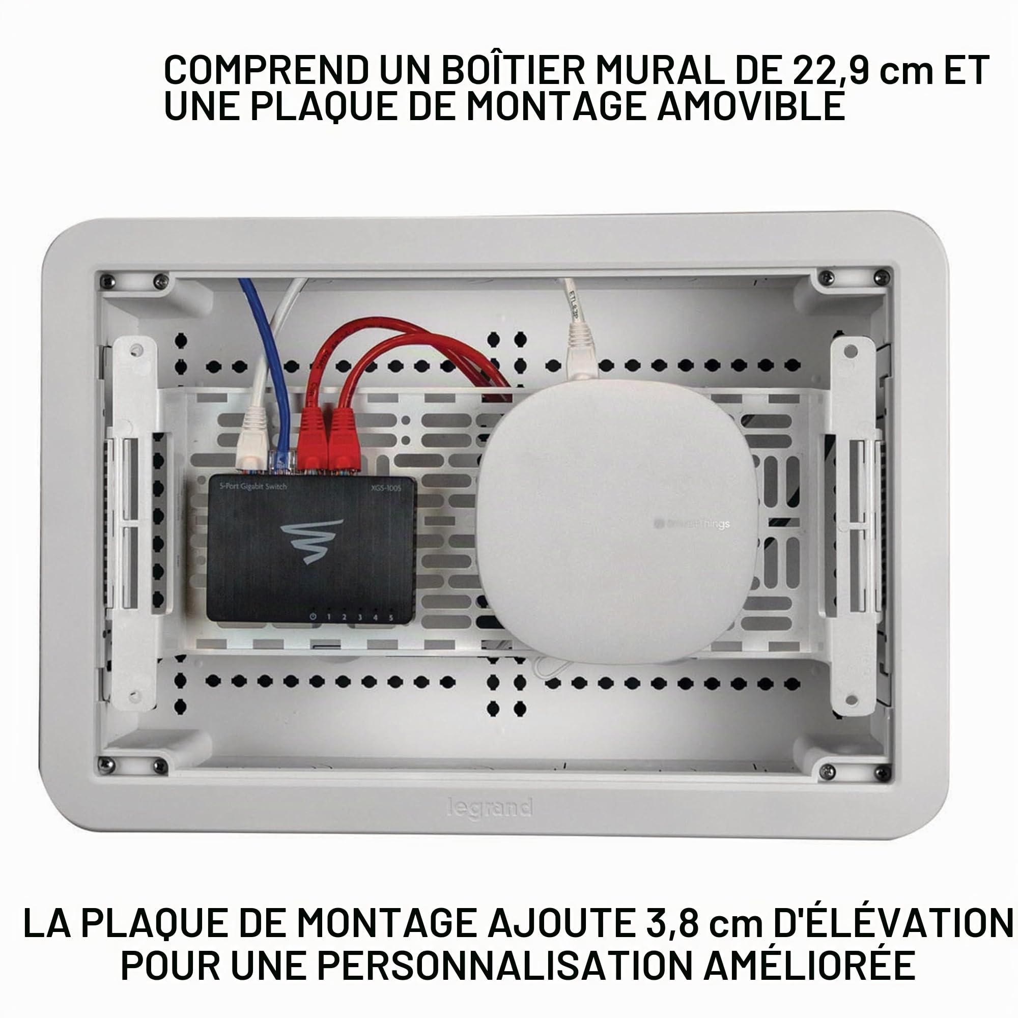 Legrand OnQ 9 In. Media Enclosure ENP0905NAV1 Wall Cable Management Home Networking Panel White