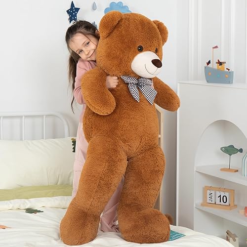 Miniatura 60 de MaoGoLan Oso de peluche color rosado gigante de 55 pulgadas, animales rellenos grandes y de tamaño real para novia Rosa,Azul,Marrón,Crema,Marrón
