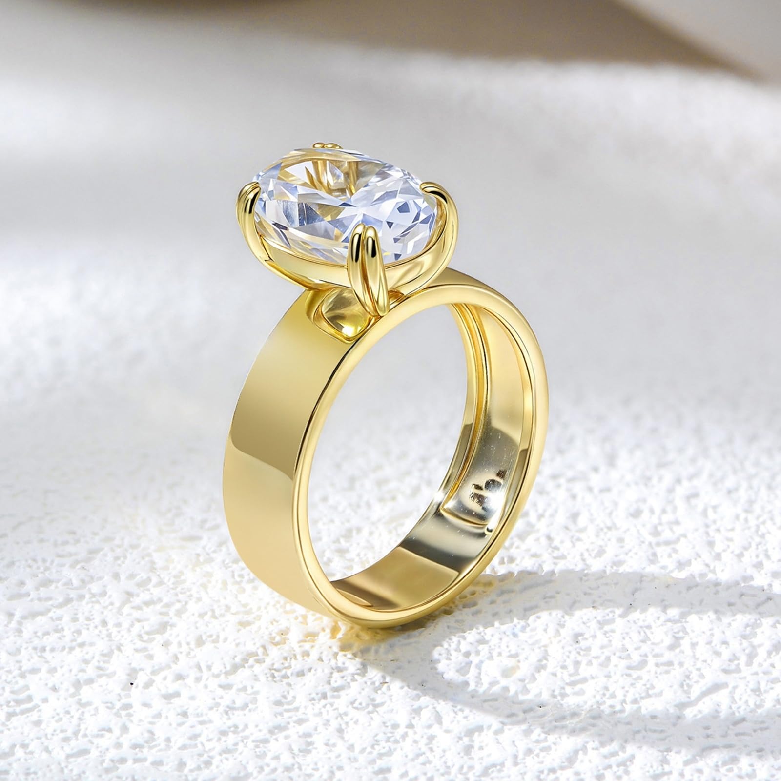 Obrączka ślubna z żółtego złota z moissanitem 4,5 ct, pierścionek ślubny, prawdziwe złoto, pierścionek zaręczynowy dla kobiet