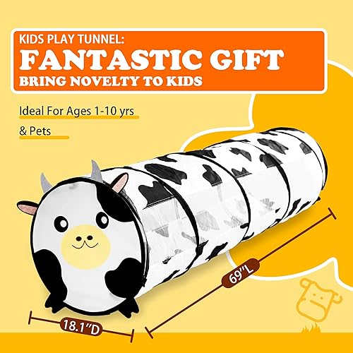 Miniatura 2 de Túnel de juego para niños, túnel de gateo plegable para bebé o mascota con dos ventanas de malla, gran regalo para niños y niñas, túnel de juguete