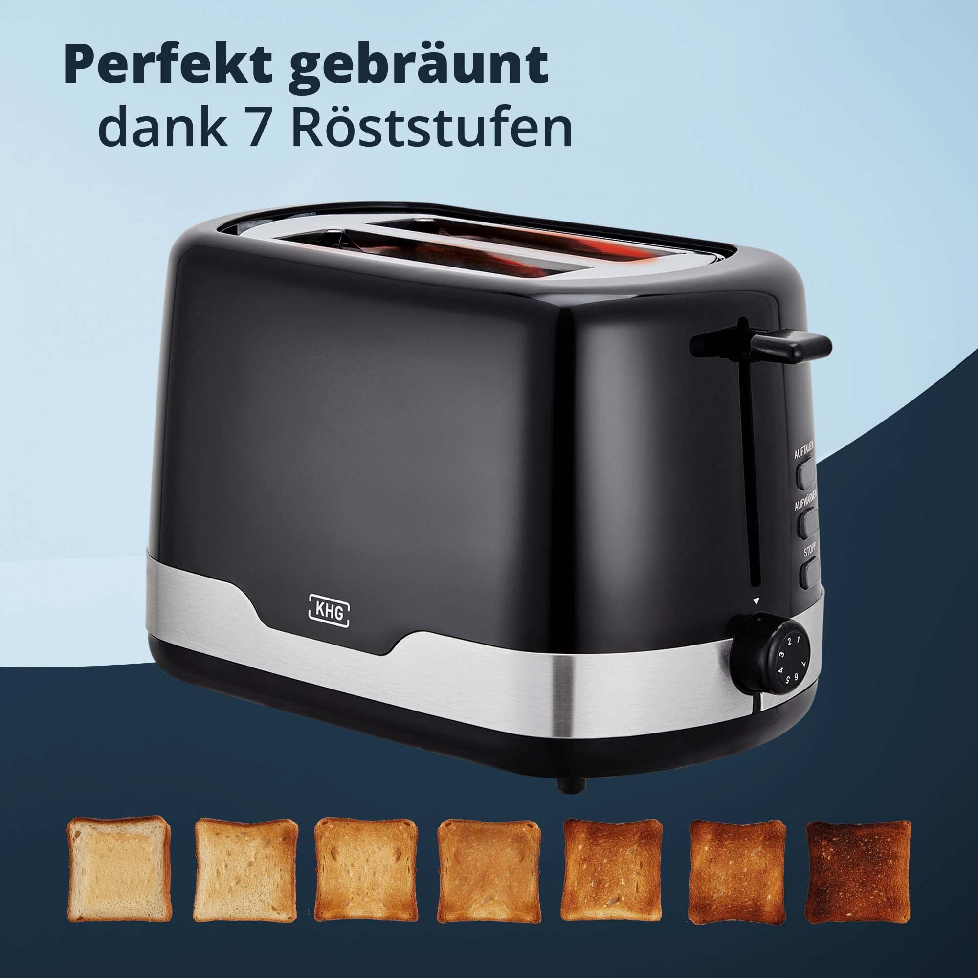 KHG Frühstücksset Kaffeemaschine Toaster Wasserkocher 3-teilig schwarz 1000 850 2200 Watt 1,7 Liter 2 Scheiben 12 Tassen
