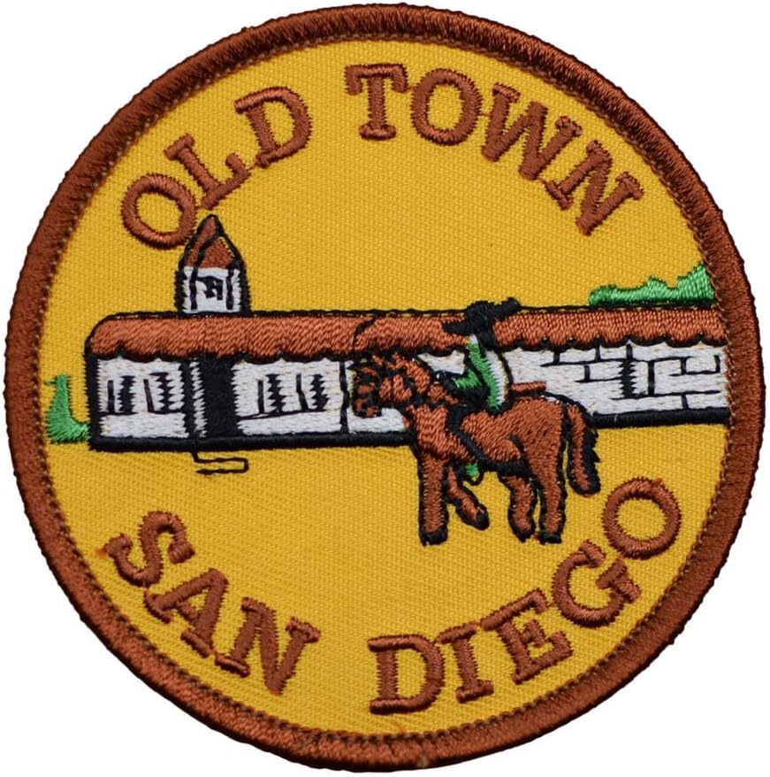 San Diego Patch - Old Town, California, Spaniards, Mission Sd 3" (Iron On) Embroidered Iron on Patch Sew On for Clothing Applique for Jackets, Hats, Backpacks Repair Patches for Craft