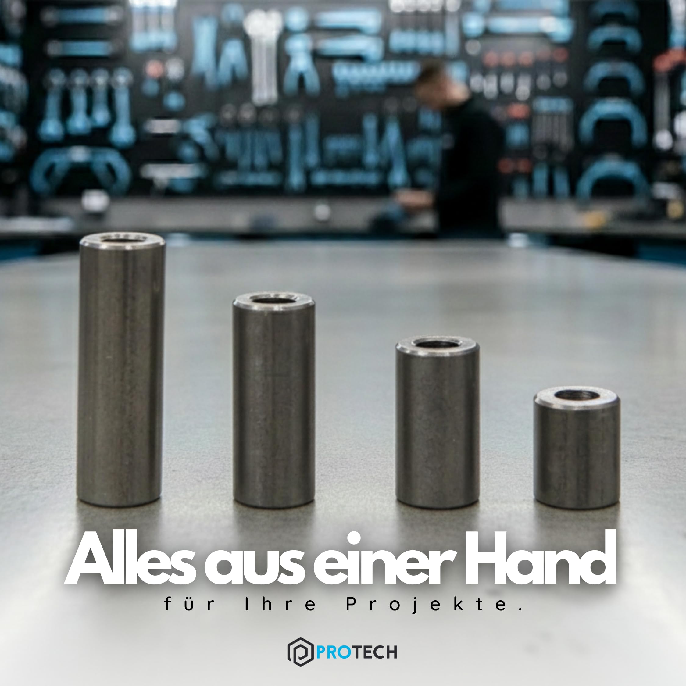 PROTECH 100 Stück Distanzhülsen M10 Edelstahl 15x11x20 Abstandshülsen [20mm Länge] Buchse [11mm Innen] Abstandshalter