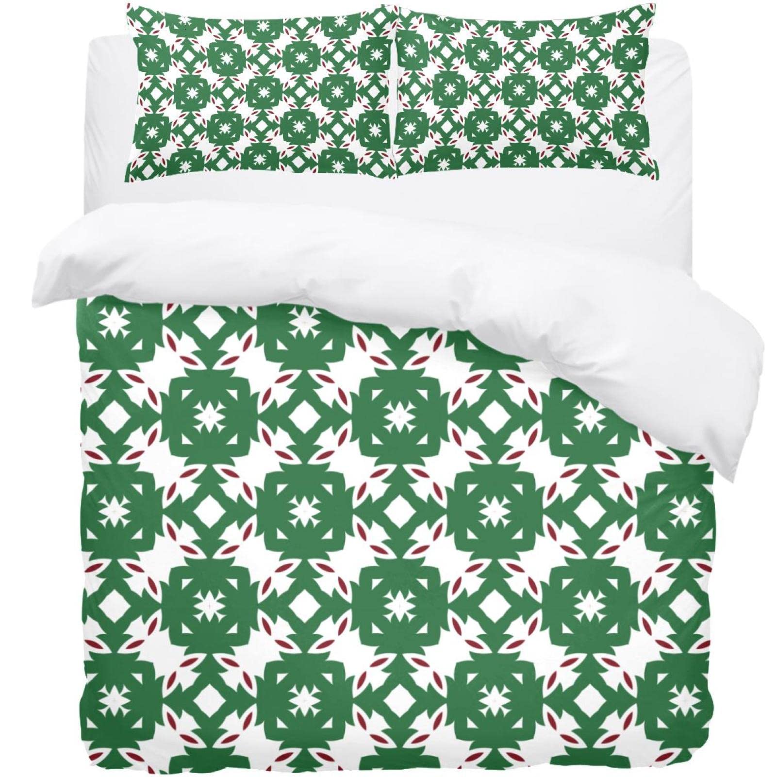 Housse de couette géométrique verte parure de lit boho pour une chambre apaisante