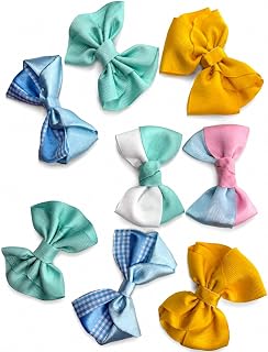 Girls Hair Bow Bundle 4 Pairs Colorful Grosgrain Ribbon Clips | 8 Bows Included, For Toddlers & Girls, Grosgrain Ribbon, Colorful Set, Hair Accessories