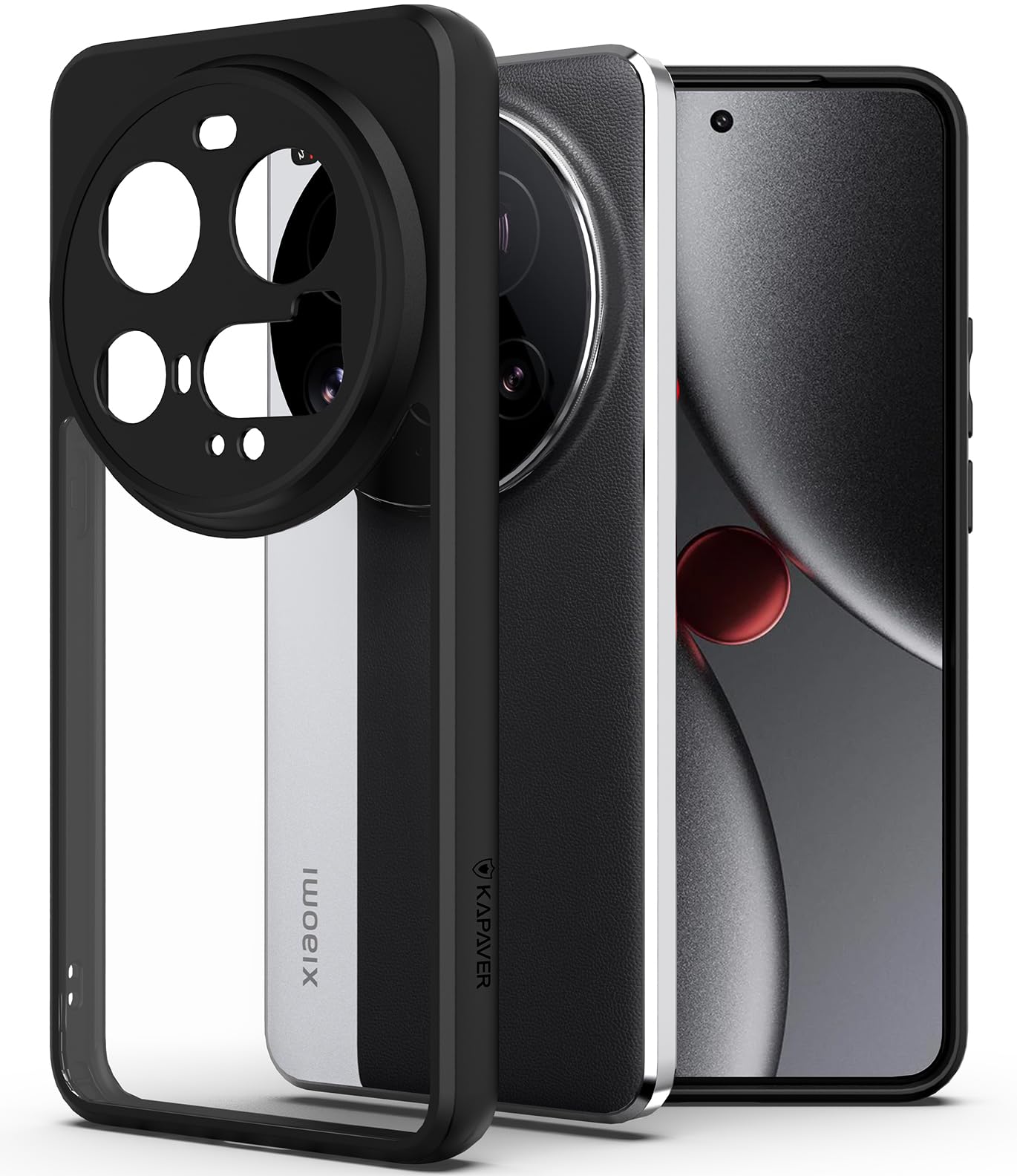 KAPAVER Hybrid Clear Back Cover Case for Xiaomi 15 Ultra | Protective Shockproof Cleare Hard PC Soft Flexible Black TPU 
