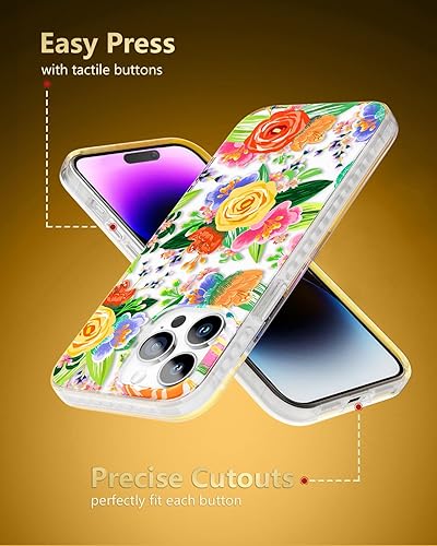 Miniatura 7 de SCORPIFY Funda para iPhone 14 Pro Max con diseño floral de rosas perforadas en el corazón rojo, bonita funda transparente para teléfono para mujeres