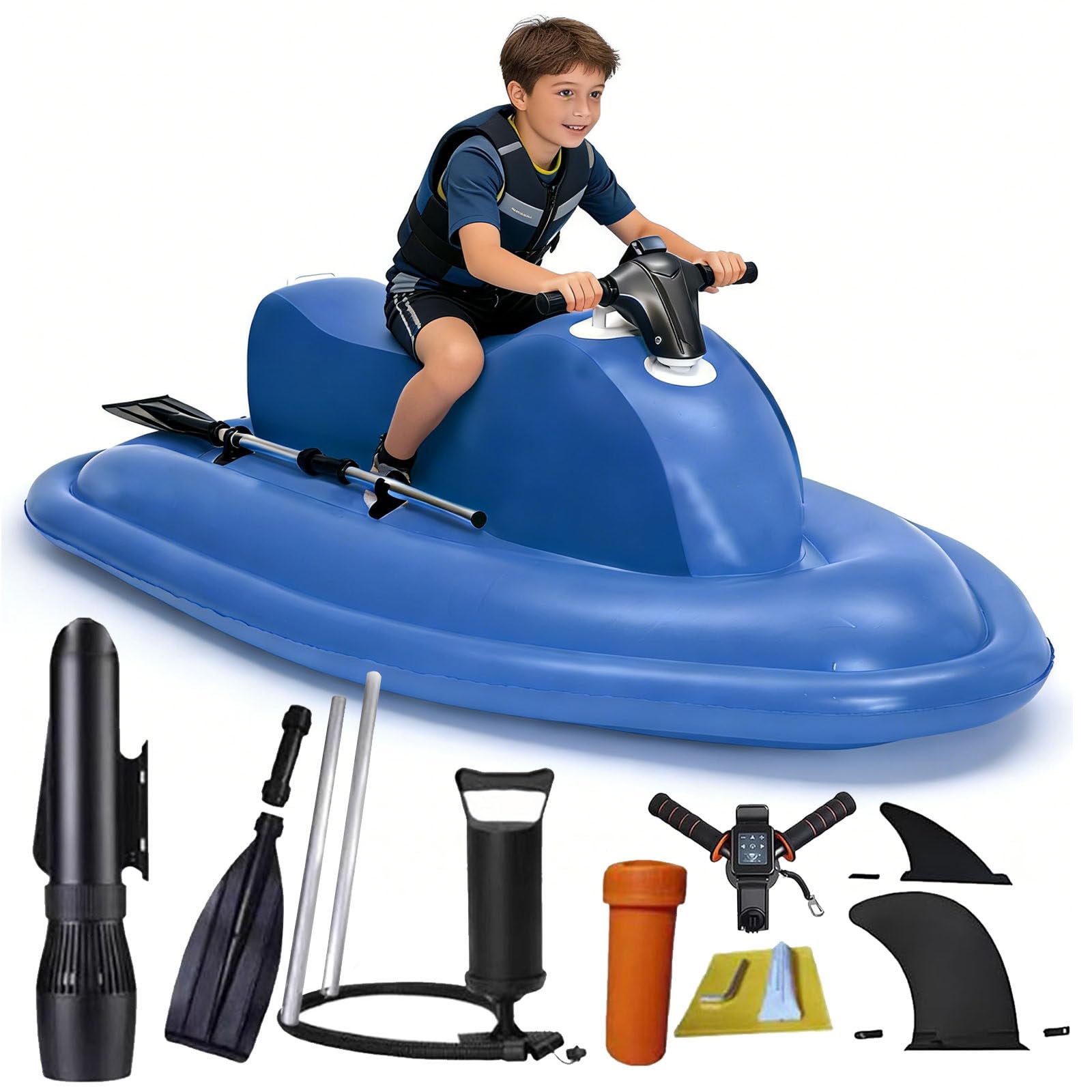 Jet Ski gonfiabile con scooter subacqueo, barca a motore elettrico telecomandata da 500 W, 10 velocità, velocità 3-7 km/h, durata 130 minuti, capacità 150 kg per piscina e oceano
