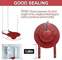 Vista 2 de Juego de 2 aletas de repuesto para inodoro de 2 pulgadas, de alto rendimiento, universal, con cadena y gancho de acero inoxidable, goma de larga