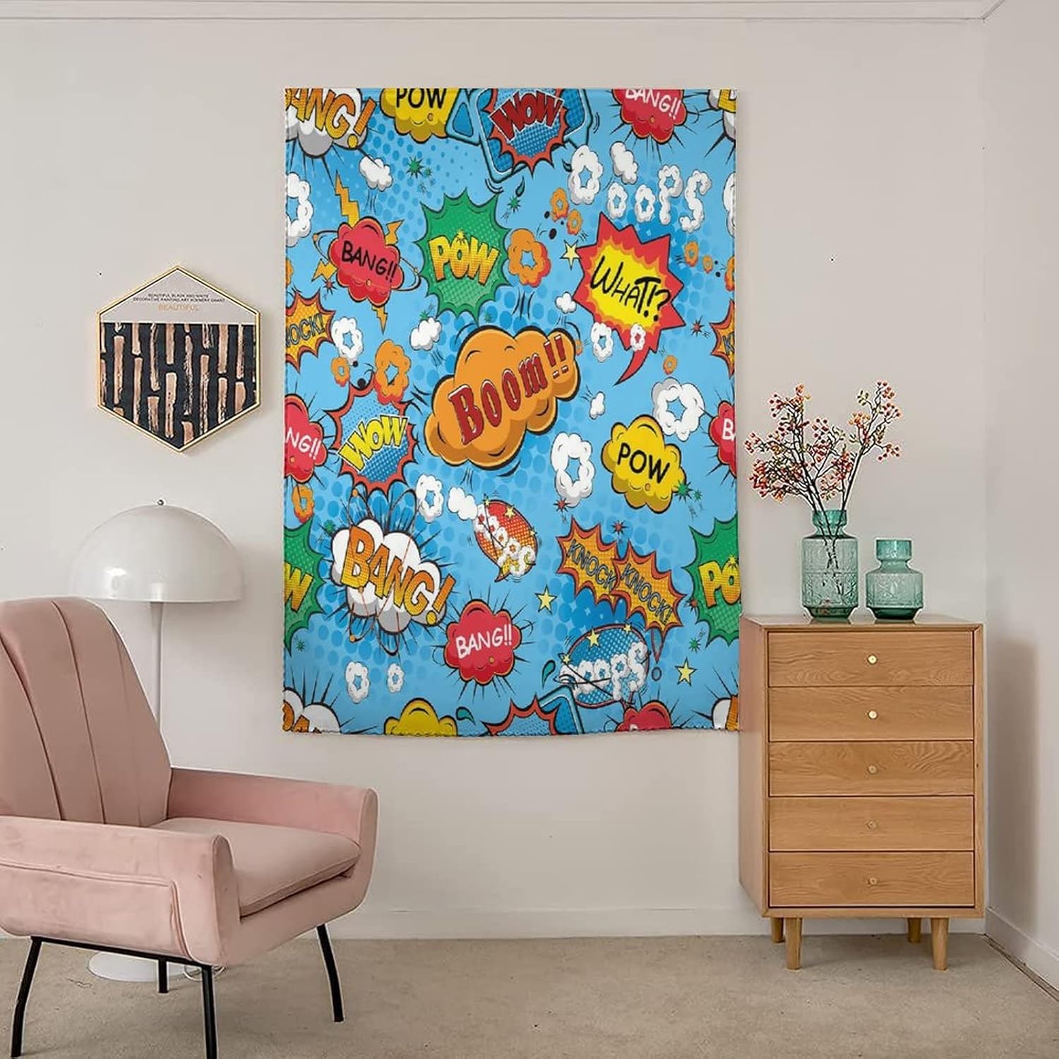XISUNYA Autohesion Curtains, Boom Window Curtain Panel, Balloons Print Adjustable Temporary Blackout Shades,59W x84L Inch, for Nursery,Children Kids Bedroom or Travel Use