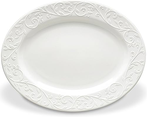 Miniatura 4 de Lenox Opal Innocence, charola sopera tallada, cubierta con cucharón, 1014pulgadas, Bol para servir grande, Blanco