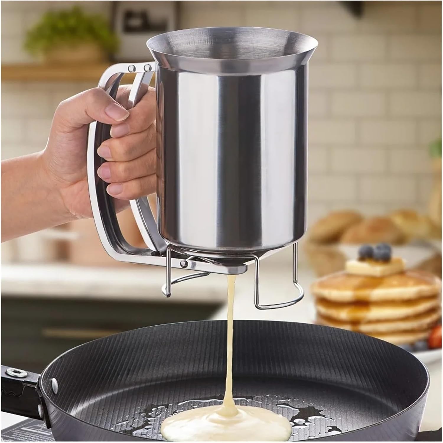Stainless Steel Batter Dispenser 680ml Reusable For Pancakes Cupcakes