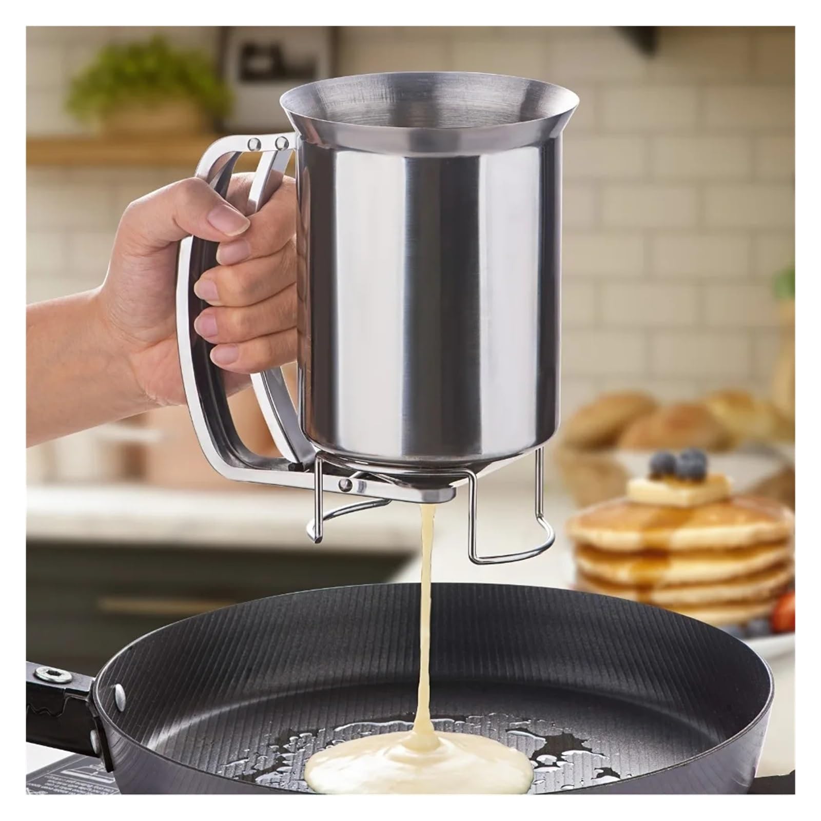 Dispenser for pastella in acciaio inossidabile da 680 ml riutilizzabile for pancake, cupcake